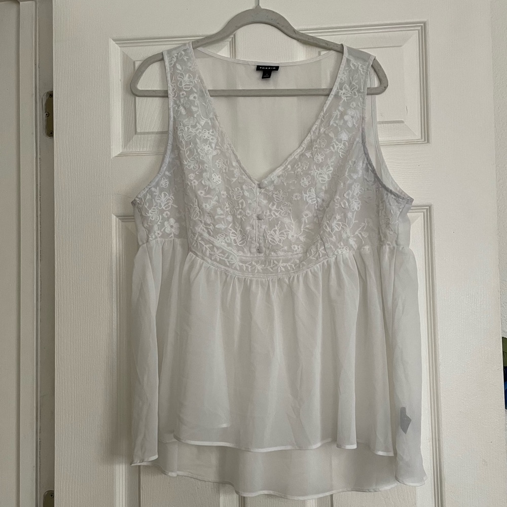 TORRID White Embroidered Tank Top